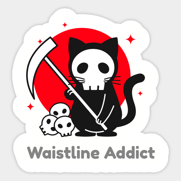 Reaper Kitten With Cute Scythe and Skulls Sticker by Dear Waistline